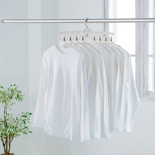 Diamond Hanger, Furandry One-Touch Hanger, 8-Piece Set, White, Laundry Drying Rack, Shape-Retaining, 058109