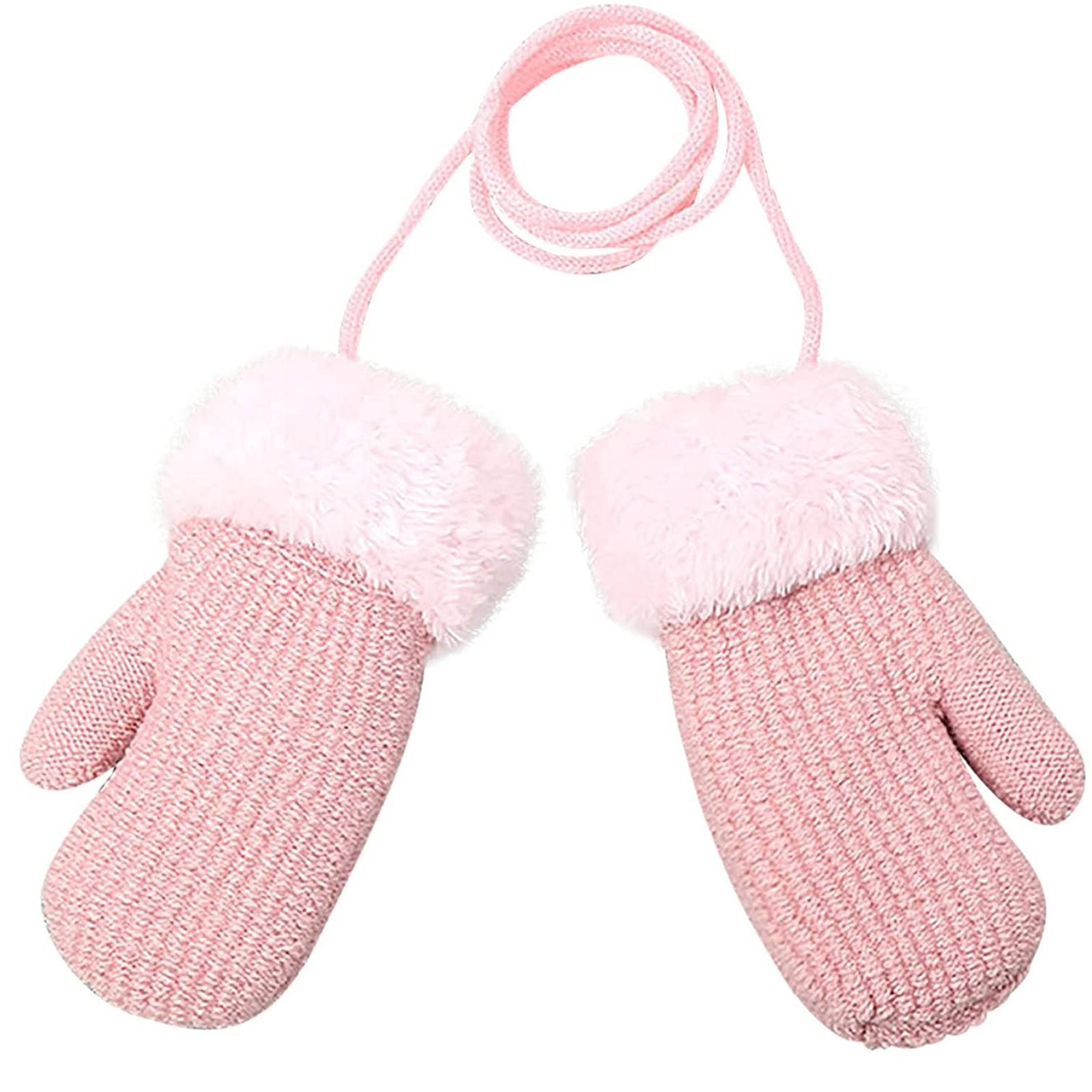 Toddler Baby Boys Girls Winter Knitted Gloves Children Cartoon Thickened Warm Gloves