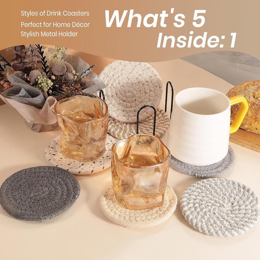 8 Sters For Drinks Coffee Table Absorbent Antiskid Mat Boho Living Room Decor Table Mat Elegant Round Shape Pad Easy To Clean