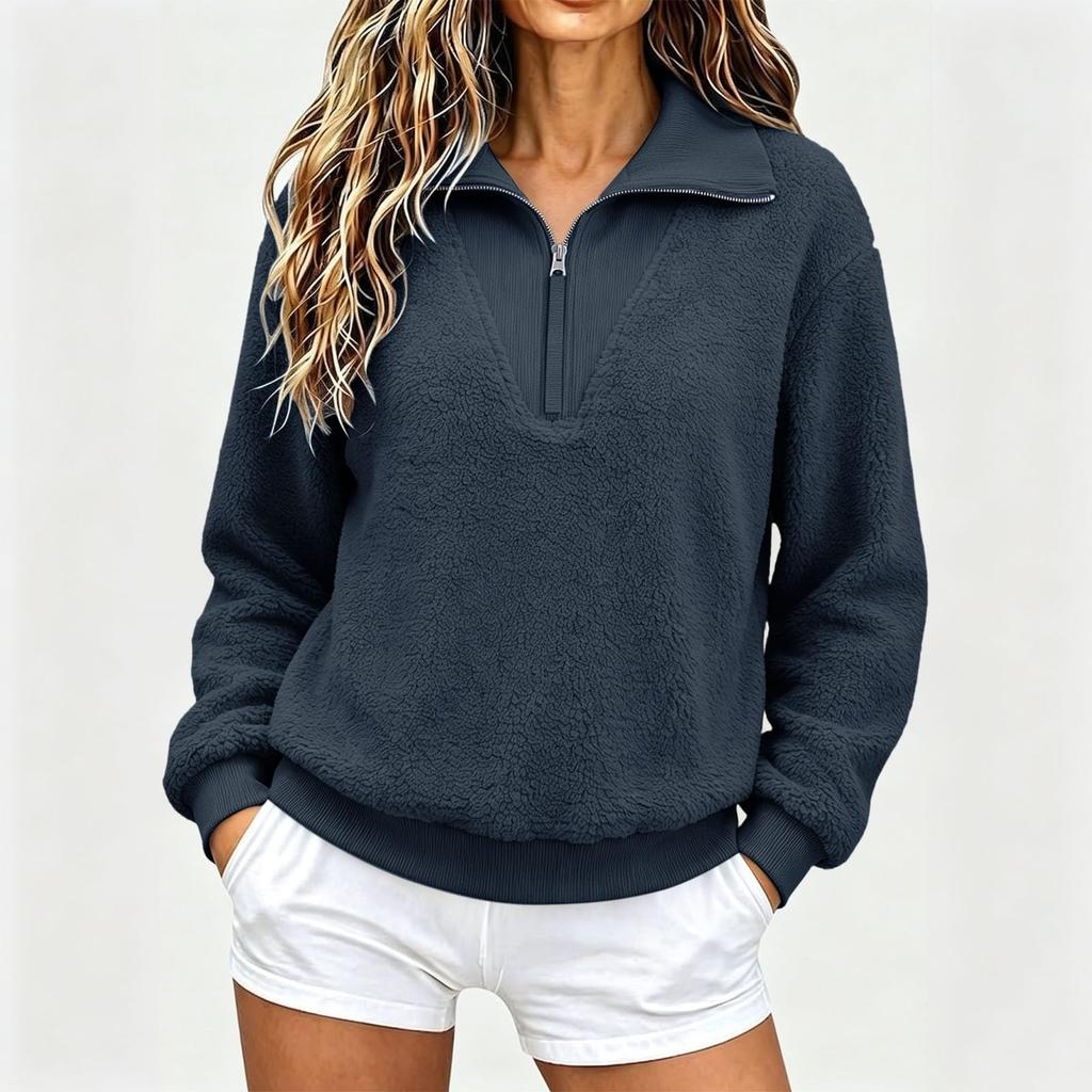 Women's  Zip Pullover Long Sleeve  Sweatshirt