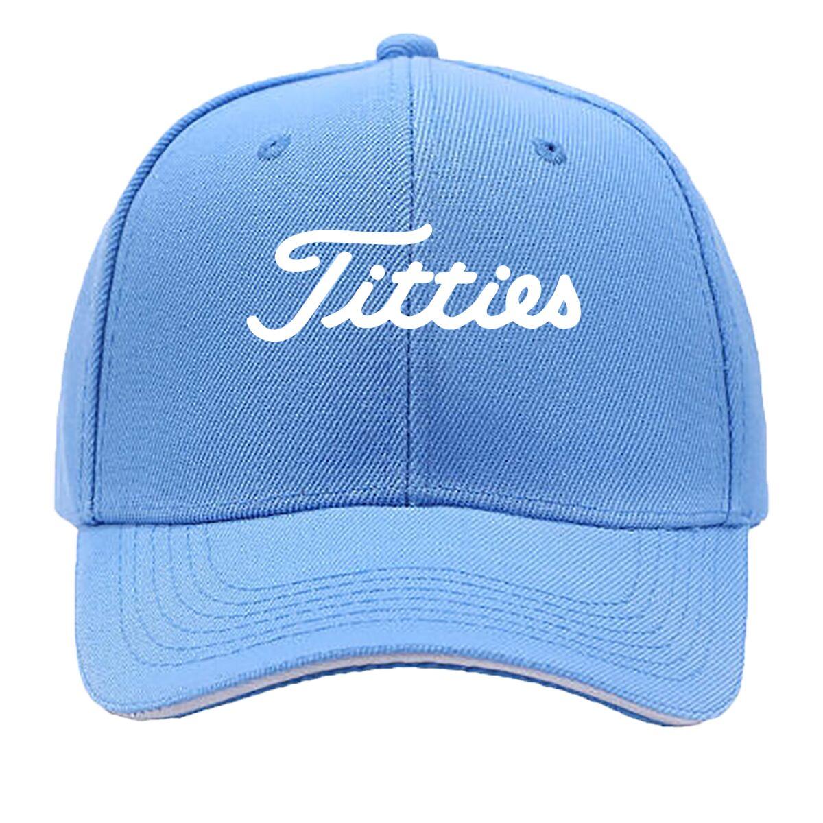 

Titties Bold Text Art Sandwich Baseball Cap One Size светло-синий