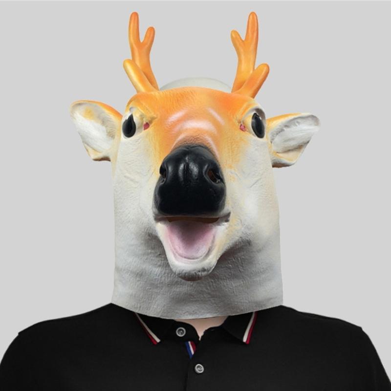 Sika Deer Mask Halloween Animal Head Mask Full Head Latex Mask for Kids Adults