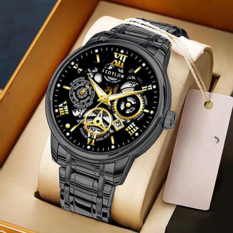 Upgraded Movement Fully Automatic Movement Men's Watch Handsome Black Technology Trend Korean Version Waterproof Luminous Men