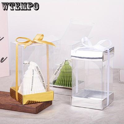 10pcs Clear Gifts Boxes Transparent Treat Box with Base Lid Clear Plastic Presents Packaging Cases for Wedding Birthday Father's Day Gift Wrap Boxes