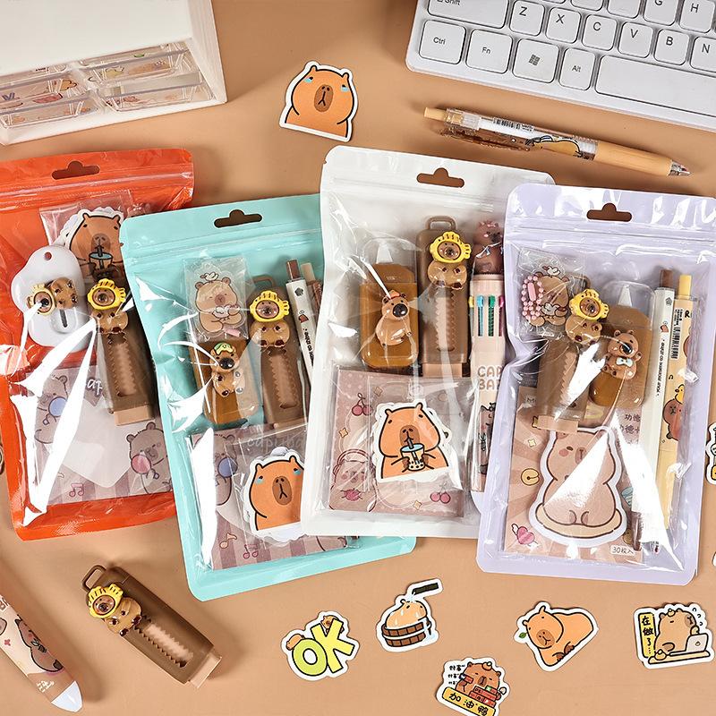 Cartoon Capybara Pattern Stationery Set Student Learning Stationery Set Cute Cartoon School Supplies Creative Gift