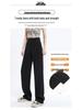 Women's Gray High-Waist Wide-Leg Pants: Spring/Autumn Slimming, Elegant Drape, Floor-Length, Straight-Leg