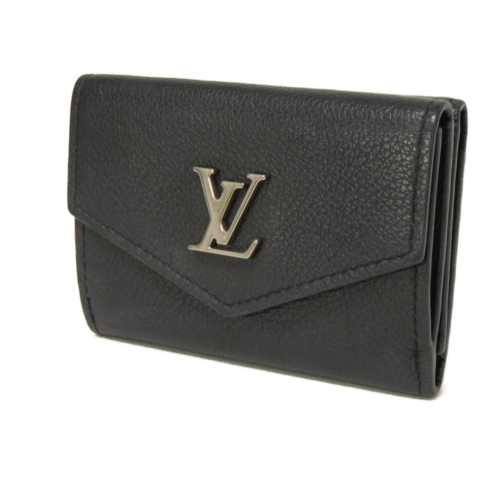 Used 12564 Portefeiulle Lock Mini M63921 7942 Current LV Signature Grain Calfskin Black LV Logo Noir Unisex from Japan