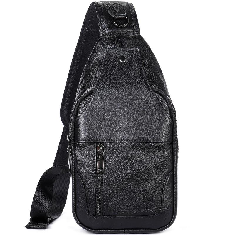 Men s Leather Chest Bag Fashionable Versatile Top Layer Cowhide Single Shoulder Crossbody Sports Backpack