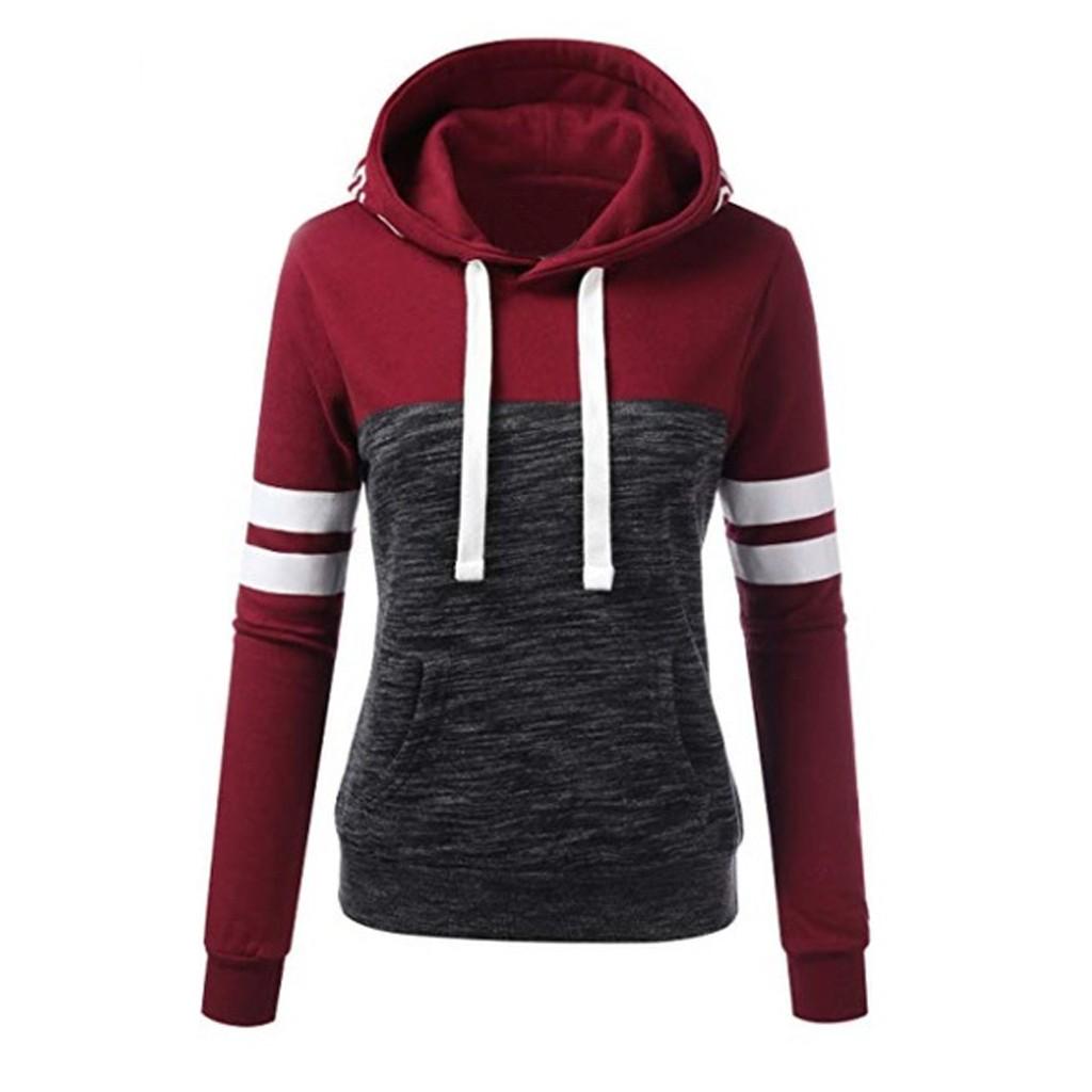 

Womens Love Long Sleeve Splice Pullover Hoodies Sweatshirt Stitching Tops Blouse S винний