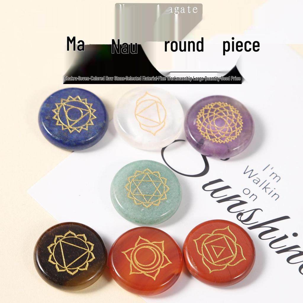 20mm Seven-Color Chakra Gemstone Agate Discs for Creative Decoration