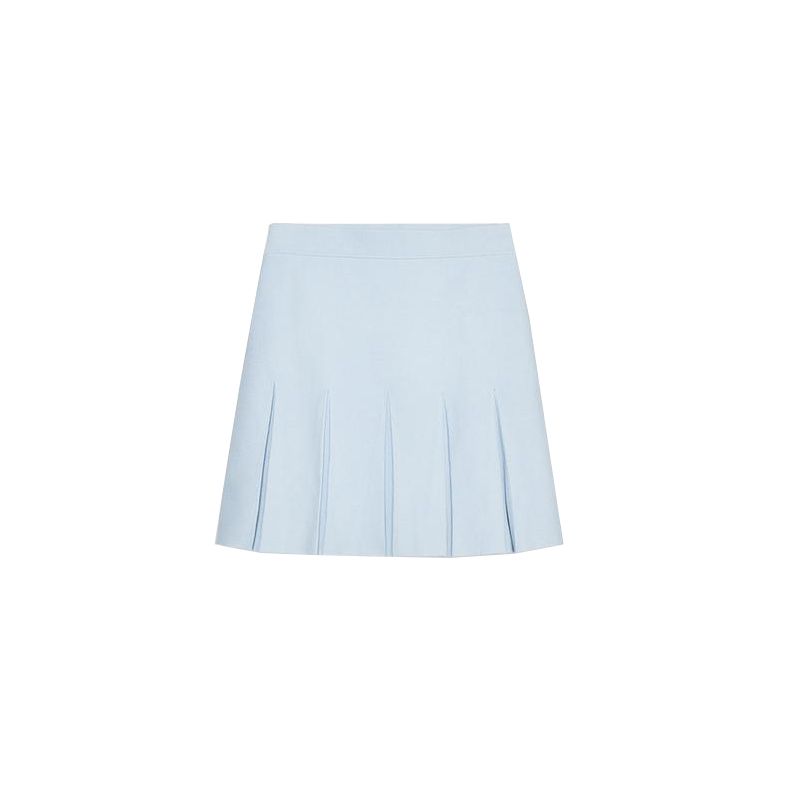 

Jewelry round Neck Short Sleeve Knitting Tops 5755039 Wide Pleated High Waist A- line Knitting Short Skirt 5755040 Light Blue Skirt L