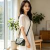 Damen Vintage Blumen Stickerei PU Leder Umhängetasche Kleine Handtasche Schultertasche Verstellbarer Riemen Lässige Tägliche Reise Damen Handtaschen