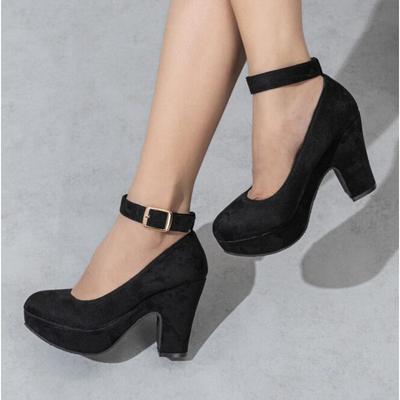 Zapatos de tacón de cuña para mujer de ante para primavera y otoño, punta redonda, retro, suela gruesa, plataforma, tacones altos, talla grande, zapatos para mujer