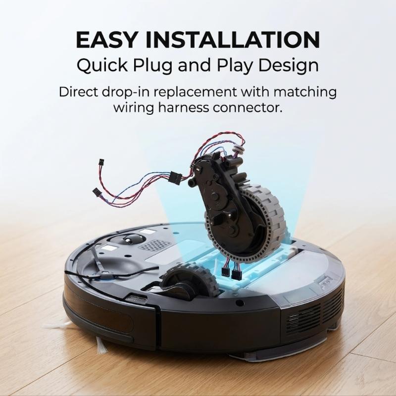 Robot Vacuum Wheel Assembly Pair with Integrated Connectors for Listed X1, X1S, and T20 Models, Covering Both Left and Right Wheel Positions