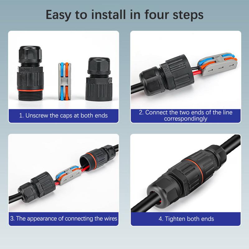 Ip68 Cable Waterproof Joint Wire Quick Connection Waterproof Connector 2/3Pin Solderless Lamp Wiring Outdoor Rainproof Terminal