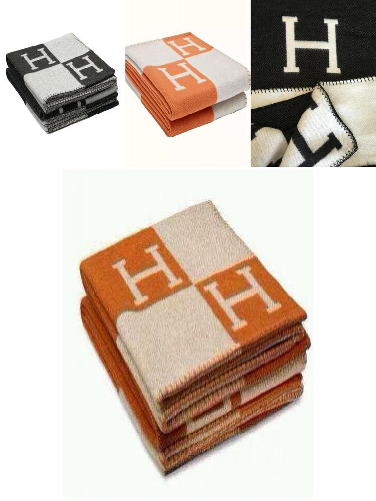 Luxurious Wool Cashmere Blanket Thick Warm Geometric Pattern Office Throw