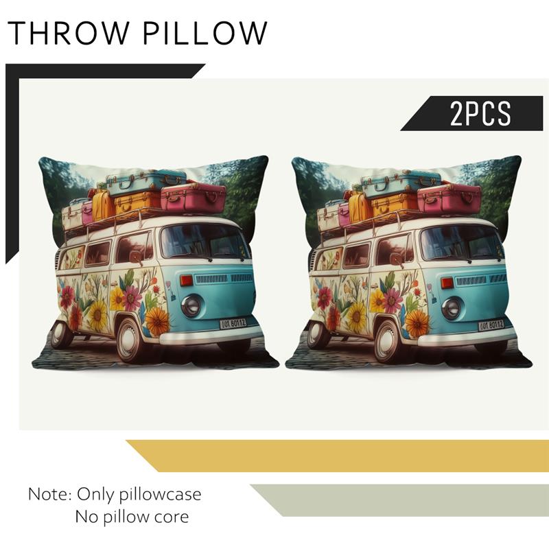 Colorful Camper Cushion Cover 45X45Cm Decorative Pillow Case For Sofa Square Pillowcase Suitable For Home Bedroom Car