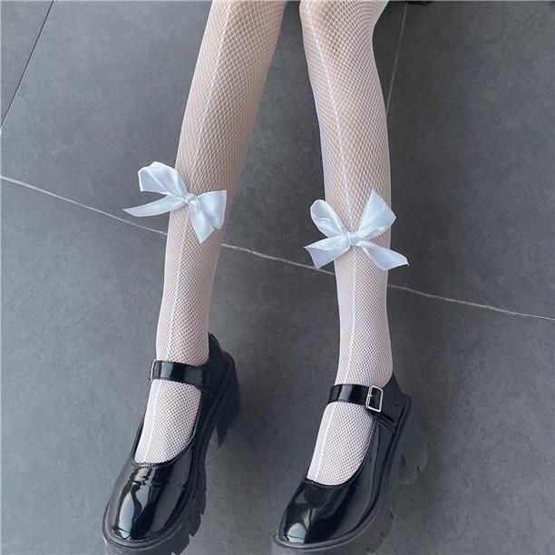 Japanese Jk Stockings Versatile Bottoms Pantyhose Personalized Big Bow Thin Mesh Hollow Mesh Socks