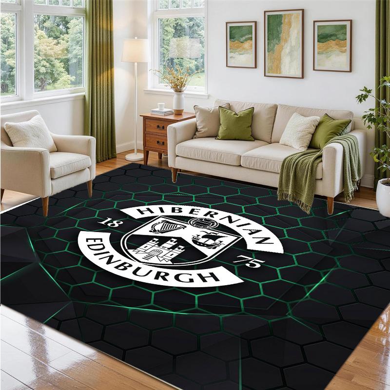 Hibernian FC Design Crystal Velvet Rug Soft Decorative Mat for Bedroom Entrance