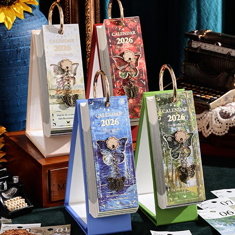 2026 Tischkalender Vintage Ölgemälde Inspirierende Zitate Einseitiger Umblätterkalender Tagesplaner