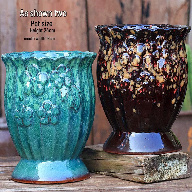 Large Retro Square Ceramic Succulent and Orchid Pot