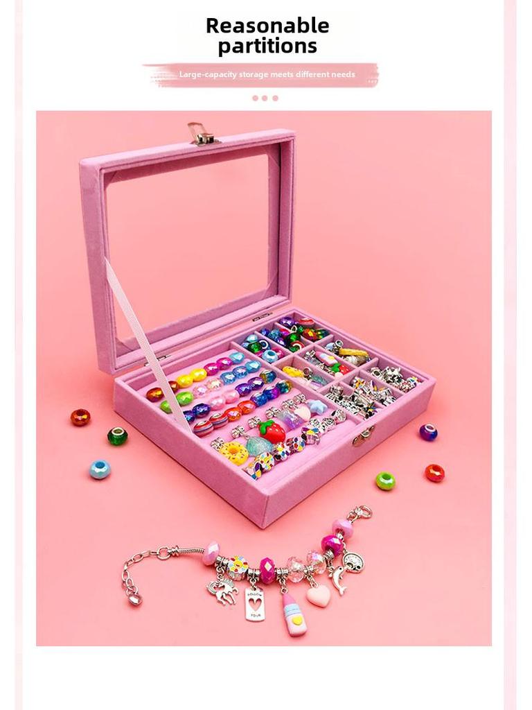 66-Piece DIY Jewelry Box Set: Colorful Nine-Square Handmade Bracelet Kit for Girls