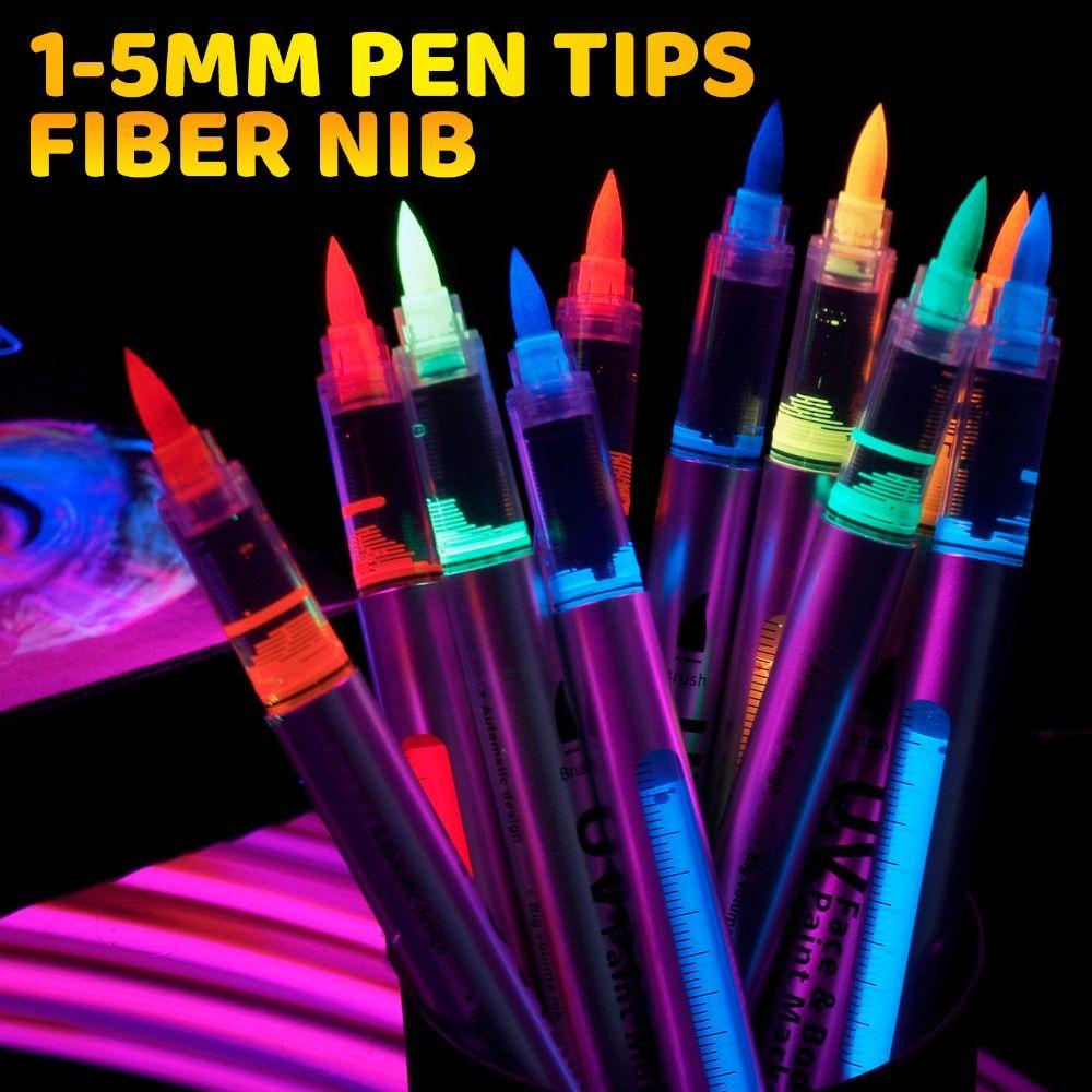10 Colors Glow In the Dark Body Paint Washable Fluorescent Temporary Markers Highlighters DIY UV Neon Face Paint Markers