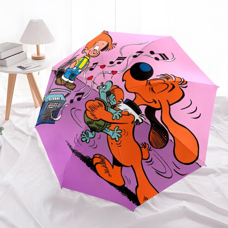 Bole and Bill Pattern, Automatic Folding Umbrella, Portable and Foldable Design, 8 Ribs, a Christmas or Birthday Gift.