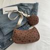 Polka Dot Bow Corduroy Shoulder Underarm Bags for Women Lightweight Portable Ladies Crossbody Bag Outdoor Handbag Coin Purse