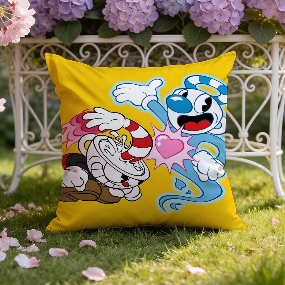 Cartoon C-Cuphead Cushion Cover Home & Car Dual-Scene Pillow Cover: Reversible for Premium Comfort