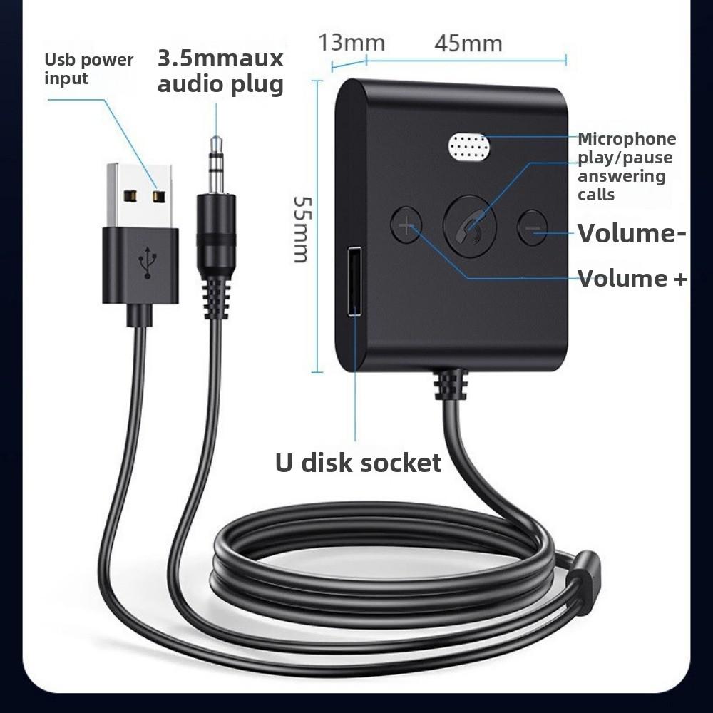 Car Bluetooth Receiver 3.5mm Bluetooth Music Receiver 5.4 High Definition Hands-free Call Car U Disk Playback