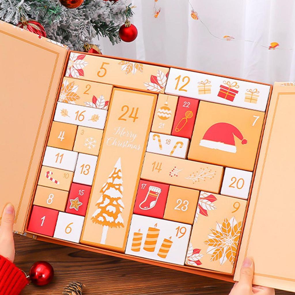 24-Day Christmas Advent Calendar Gift Refill Box Foldable DIY Advent Calendar Gift Empty Box Holiday Party Favors for Stationery