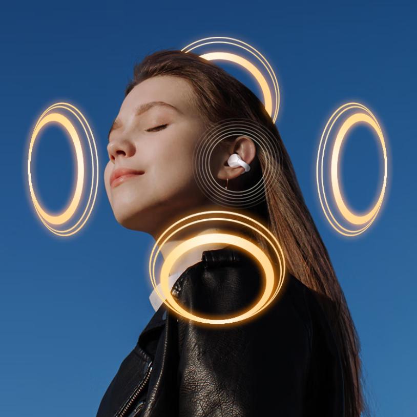 Wireless Bluetooth Earphones, Ear Clip Open-Style, Wireless Non-In, Sports Running Cycling Call Earphones, TJ170 White