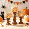 Halloween Party Tischdekoration Rustikales Weißes Kürbis Teelicht Kerzenhalter Set, Farmhouse Teelicht Innen Herbst Kaminsims Dekor Halter Dekorationen, Tische