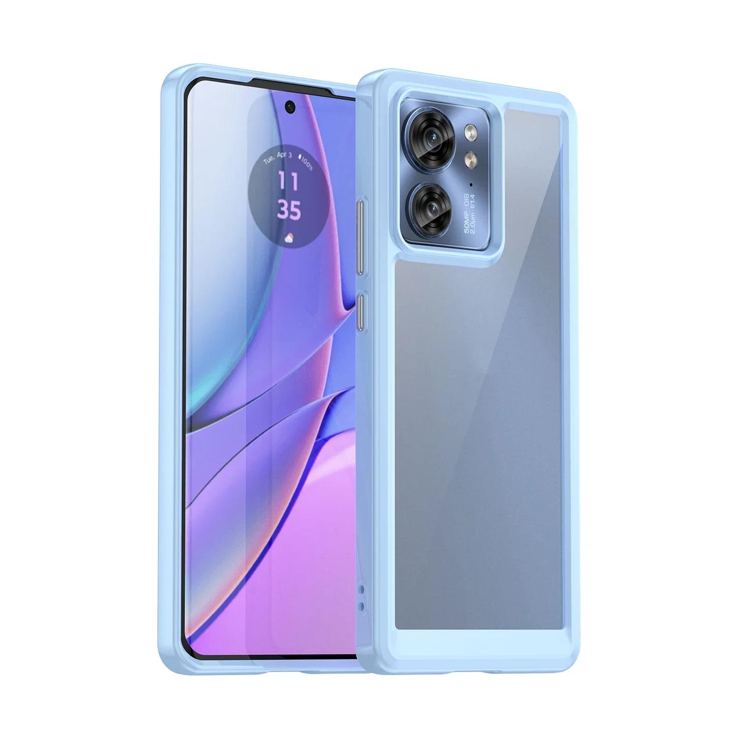

Барвистий прозорий TPU чохол для Motorola Moto Edge 40 Neo Захисний чохол Протиударна прозора рамка Повний захист Барвиста прозора кришка Moto Edge 40 Neo синій
