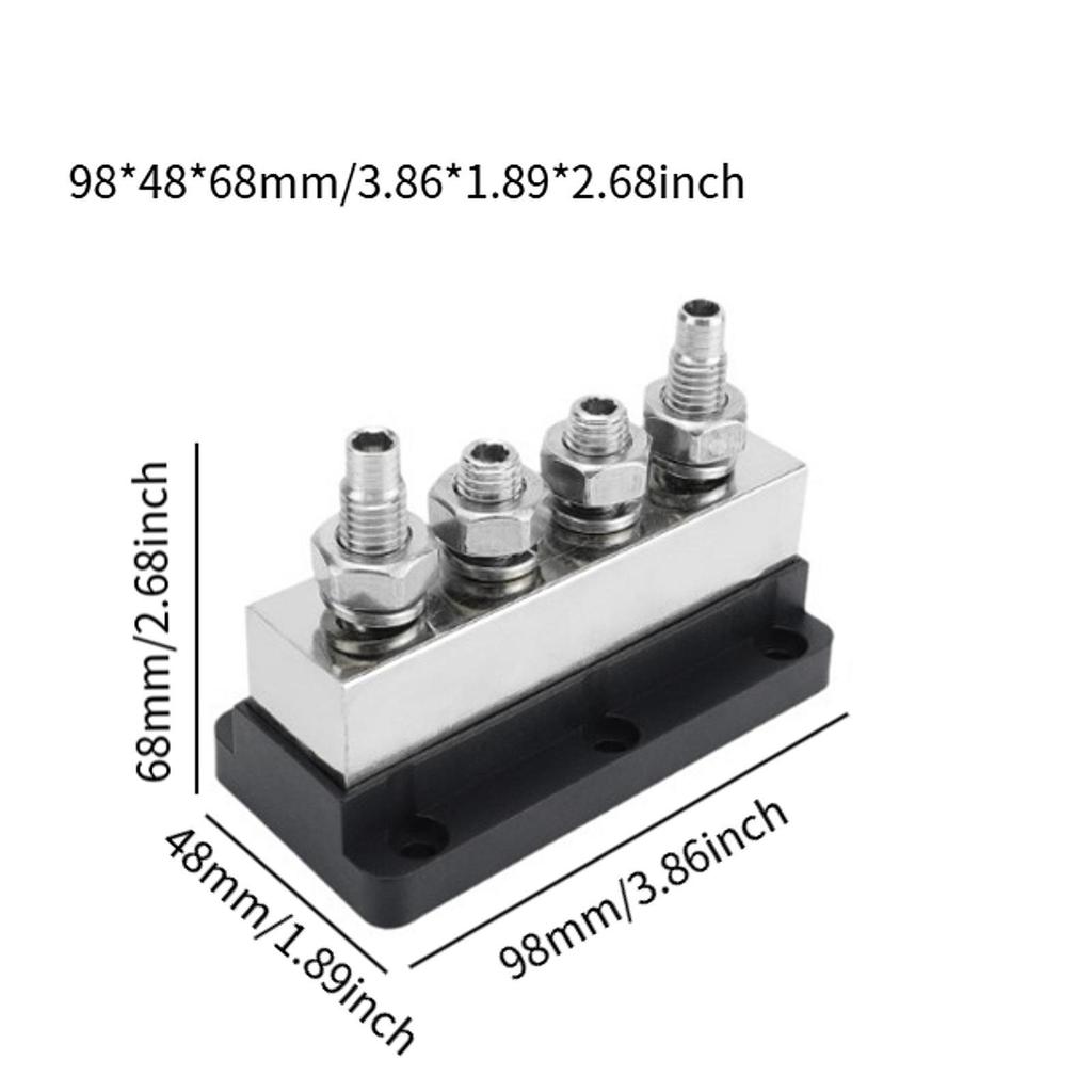 Set of 2 600 A , 4-terminal Distribution Block 12 V- with Cover