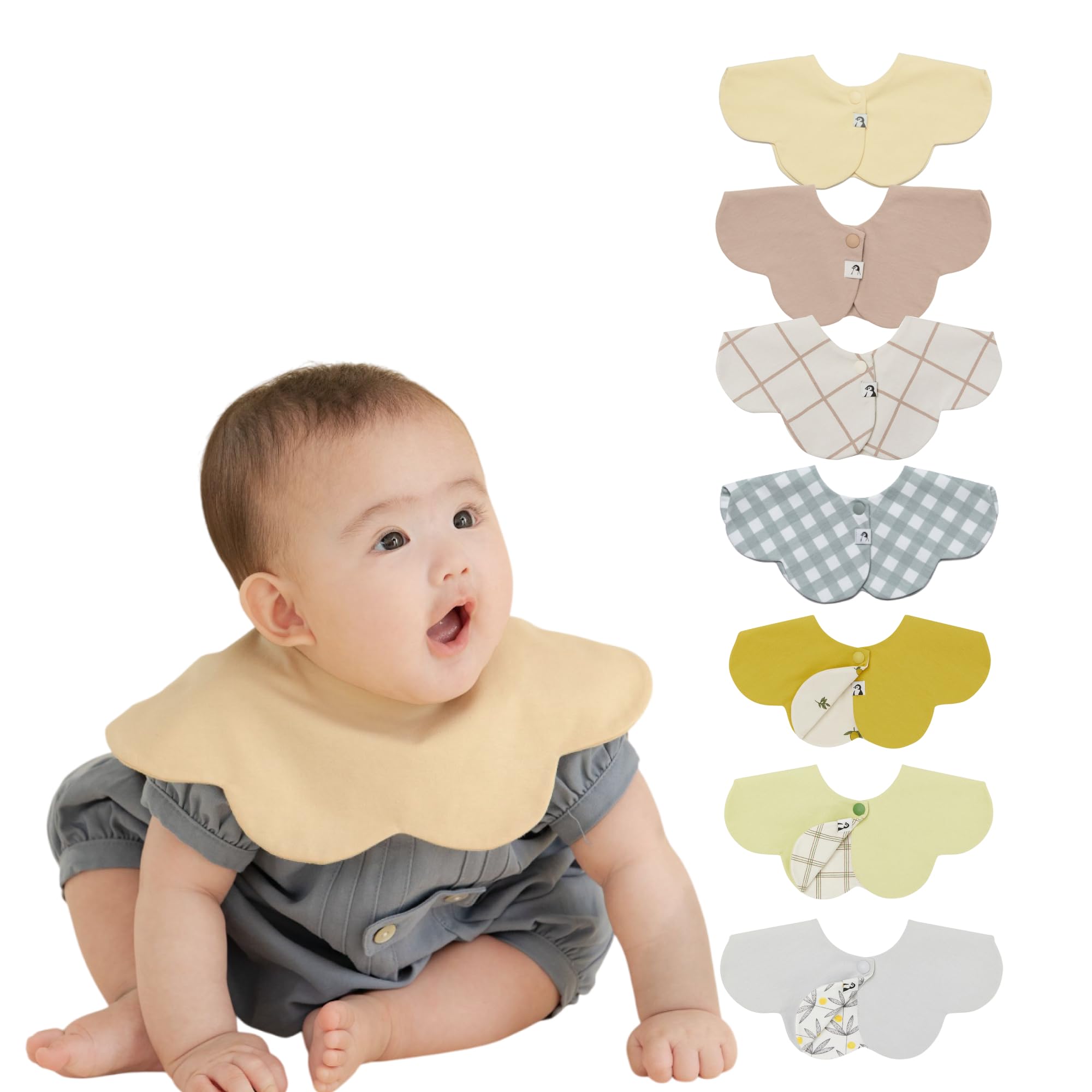 

Набор слюнявчиков Konny Mix Детский слюнявчик Слюнявчик-ролик Впитывающий и простой для девочек и мальчиков Детская координация Подарок на детский праздник Стильный подарок Слоновая кость Шалфейный Желтый