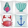 Watercolor Marine Elements Digital Printing Pillow Cover Short Plush Suitable Living Rooms Bedrooms Sofas Throw Cushion Cover