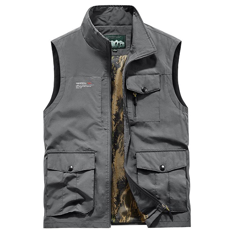 Men's Plus Size 2026 Summer Outdoor Thin Mesh Vest with Multi-Pockets