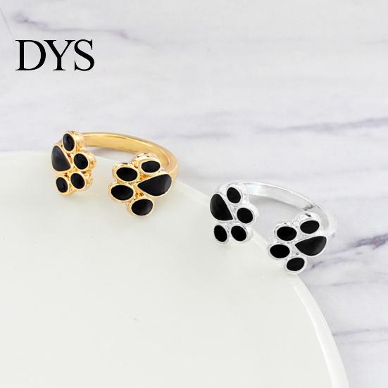 Moda Śliczne kobiety Pet Cat Dog Puppy Paw Print Otwieranie Ring Finger Biżuteria Prezent