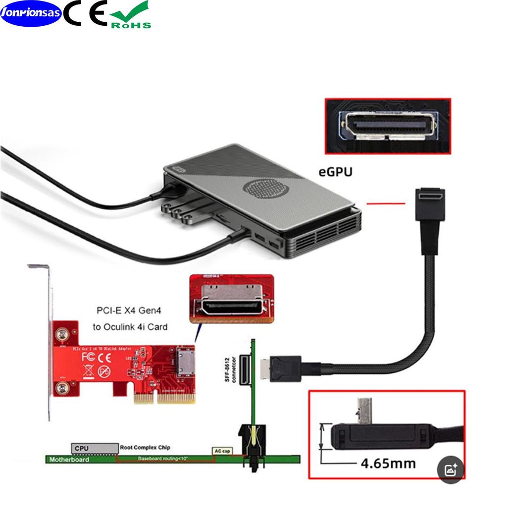 PCIe Oculink SFF-8611 42P zu SFF-8611 90° Hochgeschwindigkeits-Serverkabel