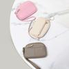 Fashion PU Leather Women Mini Wallet Solid Color Storage Bag Students Coin Purse Large Capacity Zipper Wrist Key Bag Zipper