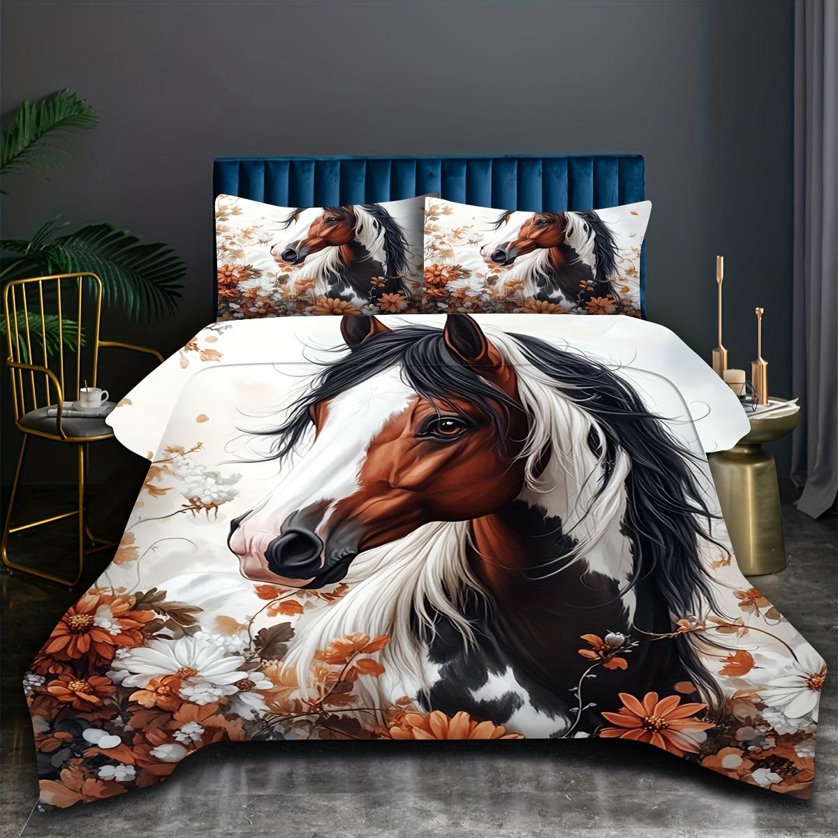 

Animal Horse Bedding Set 3D Printed Duvet Cover With Pillowcase Twin Queen Size Duvet Cover Set Bed Set For Adult Home Decor Eu Single 135x200cm