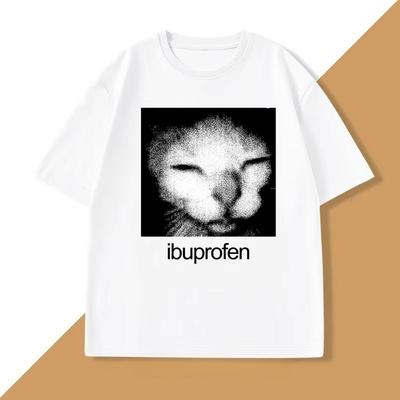 Ibuprofen Cat Meme Tshirt Women Causal Funny Cat Graphic T Shirts Fashion O Neck Unisexs Clothes Unisex Streetwear Tshirts Tops