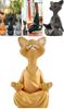 Meditations Yoga Katze Statue Figur Handgefertigt Und Bemalt Harz Mit Glücklichem Ausdruck