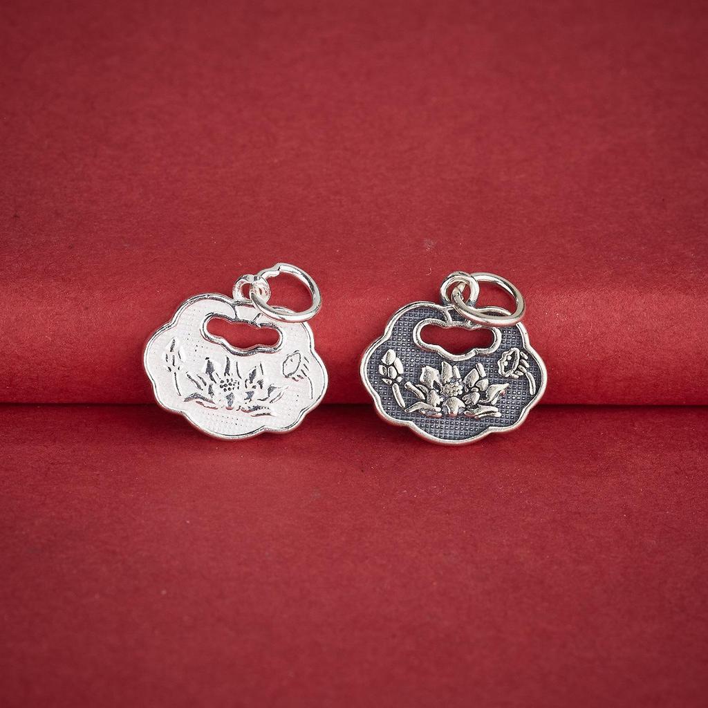 S925 Sterling Silver Lotus Pendant Charm - Chinese Style for DIY Beaded Bracelets, Necklaces, and Peace Lock Accessories