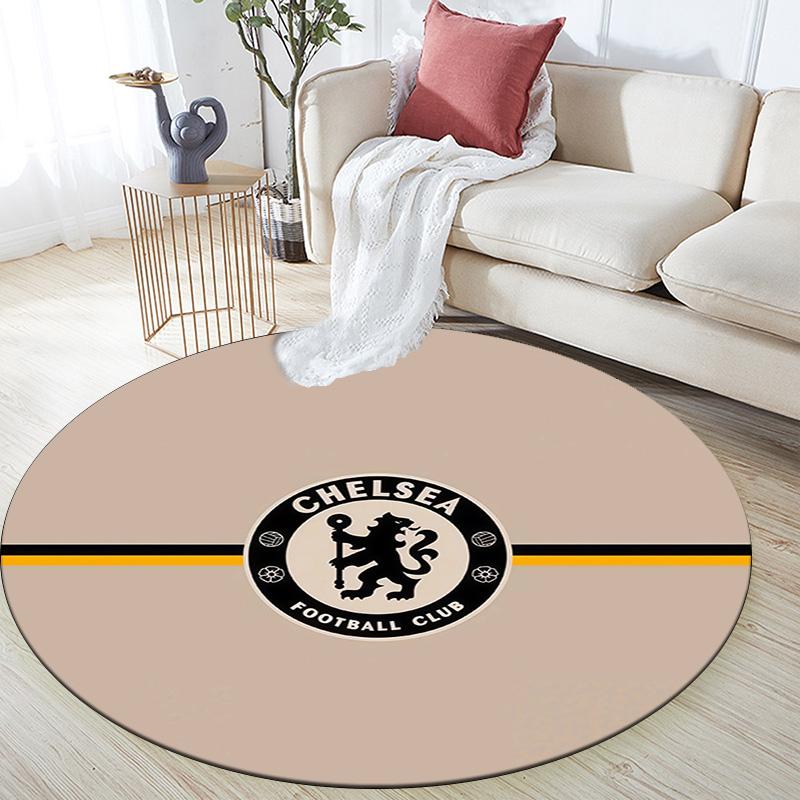Chelsea Football Club Round Area Rug,Carpet Rug for Living Room Bedroom Sofa Playroom Decor,Non-slip Floor Mat