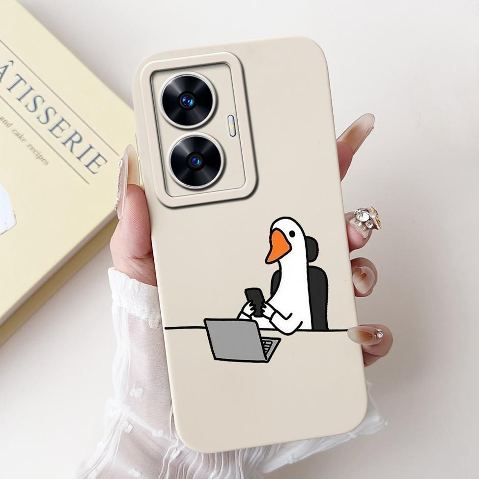 For Realme C55 Case RMX3710 Silicone Cute Cat Fashion Butterfly Flowers Love Painted Cover For Realme Narzo N55 Phone Case Funda