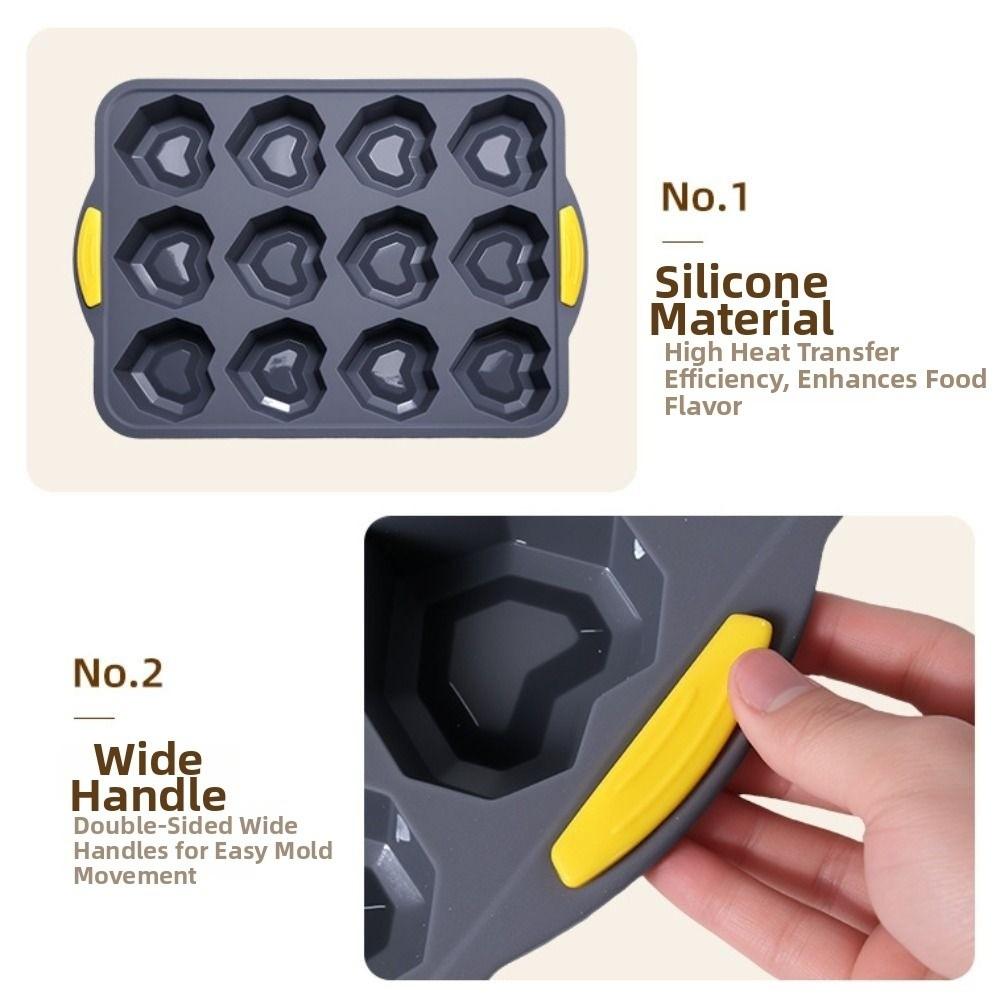 Non-stick Heart-Shaped Baking Mold 12-Cavity Chocolate Mold Silicone Cake Mold  Brownies Making