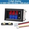 LIZAO DC 0-100V/200V Digital Voltage Current Power Meter 10A/50A/100A Dual Display Panel Meter